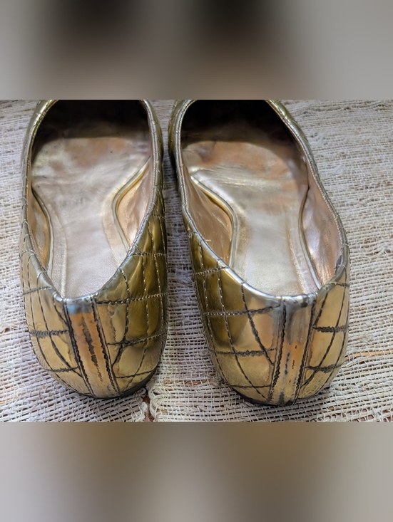 Tory Burch Quinn Quilted Ballet Flat in Gold size 8.5 - Picture 4 of 5